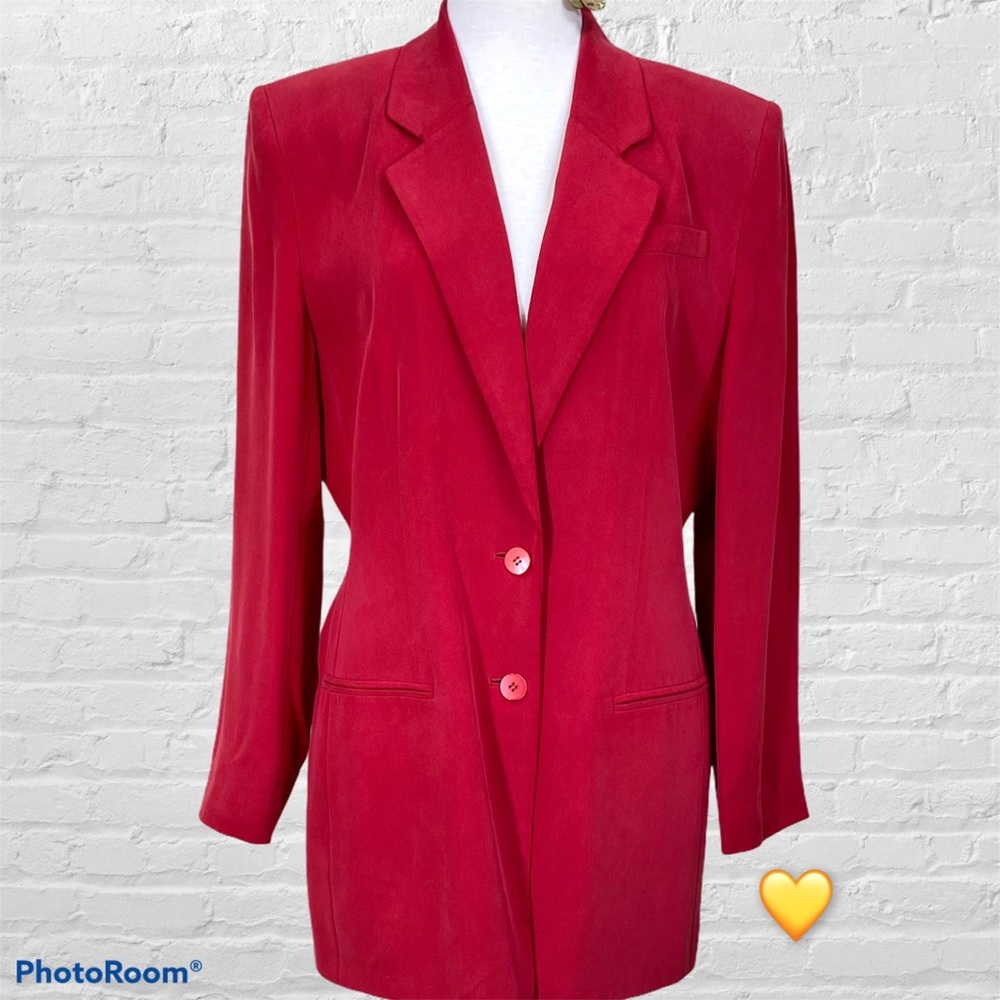 Chaus Wmn 10 Blazer Silk Business Red Lined Dmg